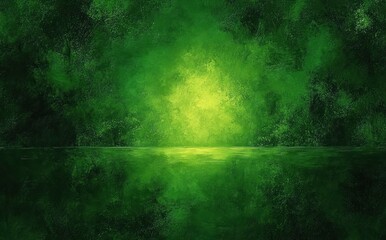 Vibrant Green Abstract Impressionist Painting Background for Christmas and Vintage Designs