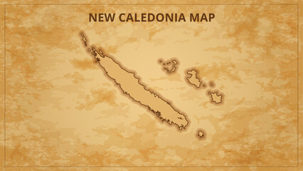 A Vintage Map Depicting the Borders of the New Caledonia. New Caledonia map with federal states in A vintage map based background, Political New Caledonia Map