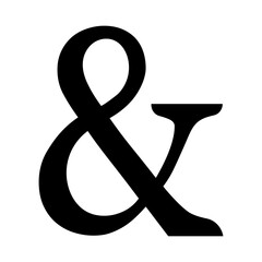 Black ampersand symbol, union sign and