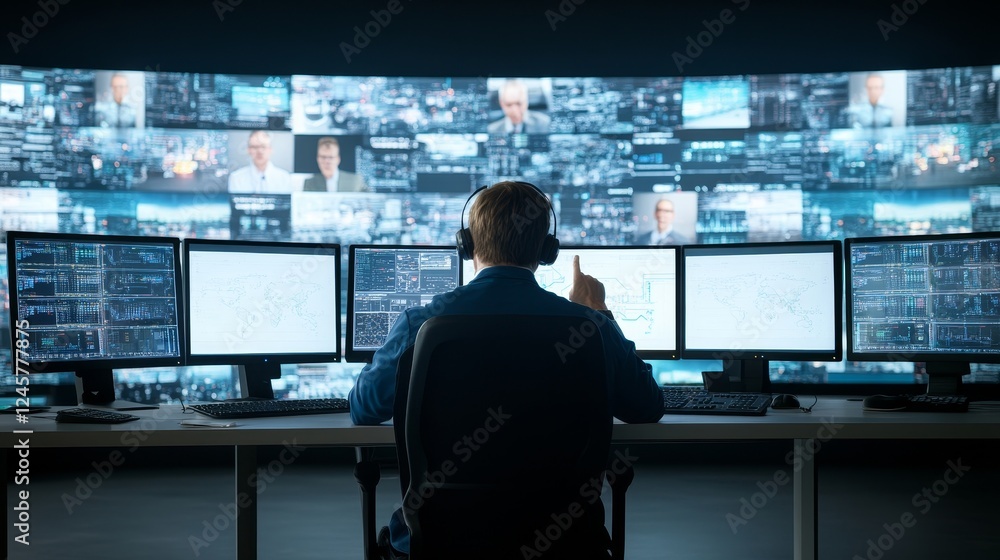 Poster engineers collaborating in high-tech environment