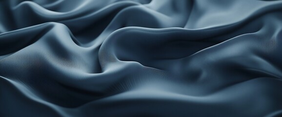 Obraz premium Draped Blue Fabric Texture, Soft Waves, Close-Up, Background for Design