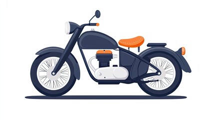 Fototapeta premium Vintage motorcycle illustration showcasing sleek design and classic features against a simple background