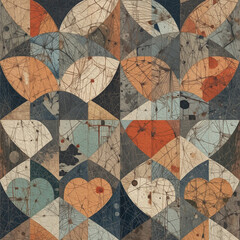 Valentine's Day card design. Illustration with oil paint. Pattern for printing on wall decorations, covers, wallpapers