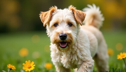 Adult Irish soft coated wheaten terrier, white and light brown wooly coat , animal, nature, terrier