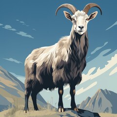 Obraz premium Minimalist Flat Style Vector of Oreamnos Americanus in Wildlife Illustration