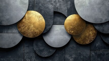 Striking Abstract Geometric Composition with a Metallic Textured Background