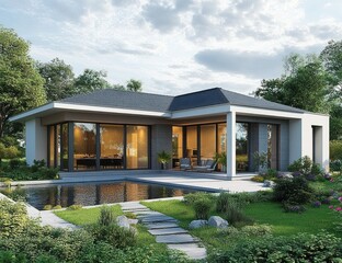 Minimalist Modern Bungalow in Serene Garden Light
