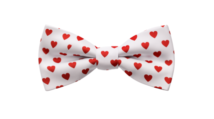 Elegant White Bow Tie with Red Heart Pattern for Fashion and Formal Occasions in Stylish Wear