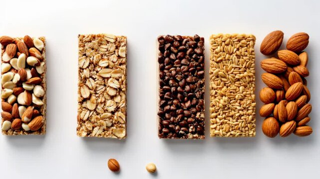 Rotating bars and nuts sequence on white background