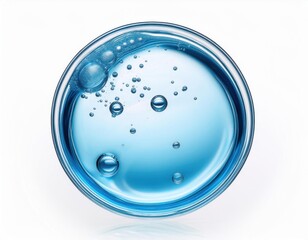 circular gel texture. Blue serum toner drop isolated on transparent background