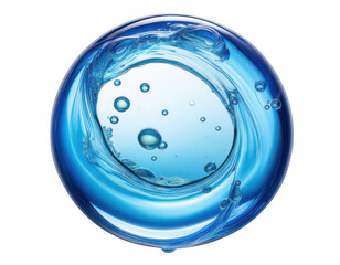 circular gel texture. Blue serum toner drop isolated on transparent background