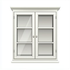 kitchen cabinet with glass doors, isolated on a white background