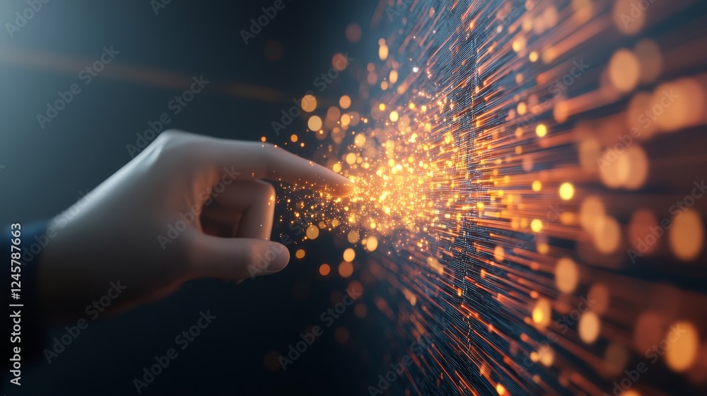 Poster glowing interface with futuristic ai elements