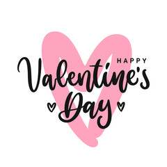 Happy Valentines Day hand lettering design in heart background. Text for Valentines Day typography design.