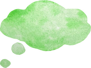 Watercolor green speech and thought communication bubble