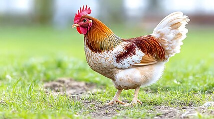 Chicken walking in nature