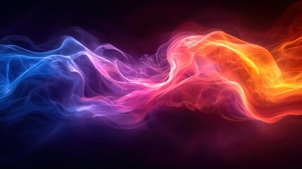 Obraz premium Bright Neon Waves on Dark Background for Dynamic Digital Art and Modern Design Concepts