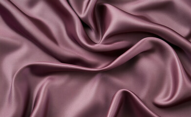 Fototapeta premium Burgundy satin fabric flows softly, offering a luxurious, elegant background. The top-down view highlights the deep, warm tones, perfect for romantic or sophisticated design themes.