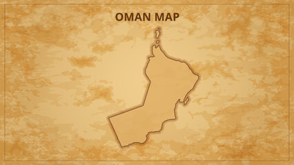 A Vintage Map Depicting the Borders of the Oman. Oman map with federal states in A vintage map based background, Political Oman Map