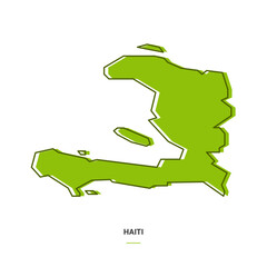 Haiti Outline Map with Green Colour. Modern Simple Line Cartoon Design - EPS 10 Vector