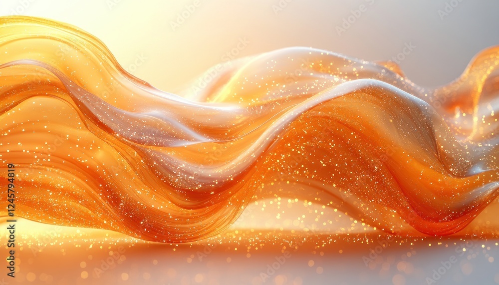 Poster golden liquid wave flowing in soft light with dynamic motion and fluidity