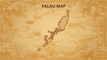 A Vintage Map Depicting the Borders of the Palau. Palau map with federal states in A vintage map based background, Political Palau Map