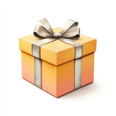 luxury gift box with a glossy finish and a metallic ribbon, isolated on white