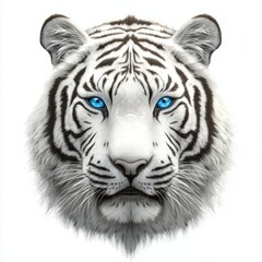 Obraz premium Majestic white tiger with piercing blue eyes, isolated on white background