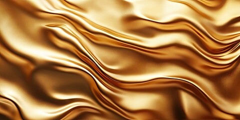 Fototapeta premium Golden textured fabric with flowing waves and gradient shading, showcasing rich gold tones and smooth transitions, perfect for elegant backgrounds.