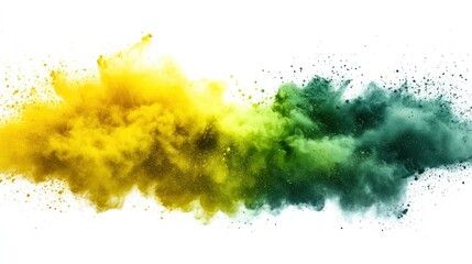Yellow-green powder explosion, studio, white background, design element