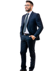 Portrait of only one Man. White Background.