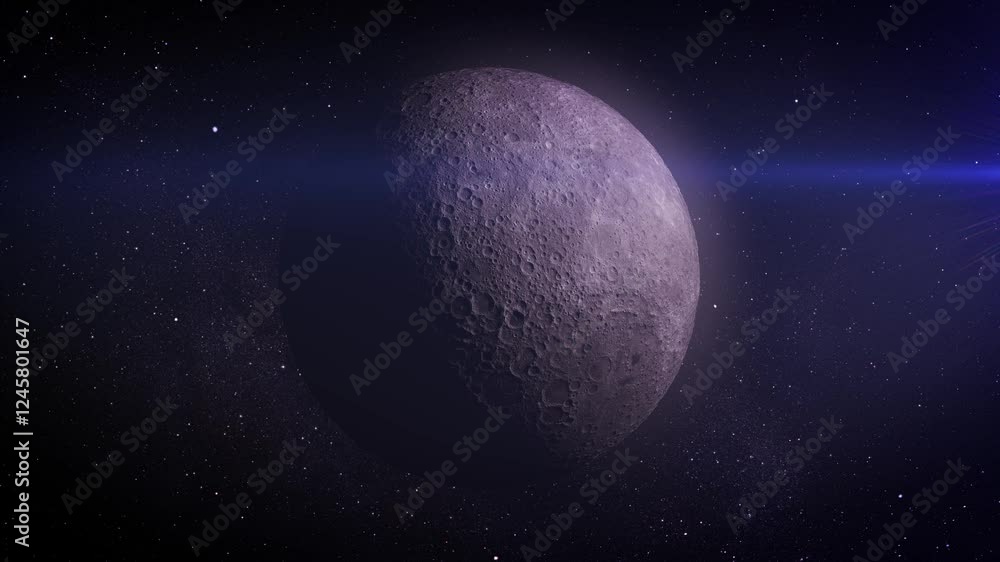 Canvas Prints the rugged surface of a distant moon. a striking depiction of a moon with a rugged, cratered surface