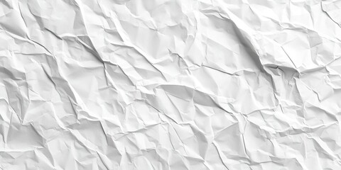 Crinkled white paper texture with varying shades and deep folds creating an aged appearance ideal for web design and packaging applications