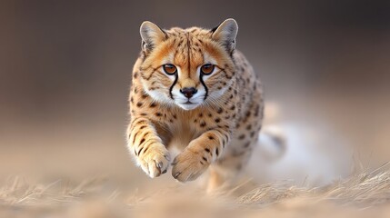 Obraz premium Majestic Serval Cat in Motion: A Stunning Wildlife Portrait