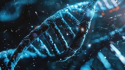 Biotechnology bioinformatics concept with dna and protein sequence, molecular background, 3d render, genetic research, bioengineering, data visualization, science innovation