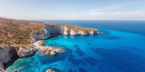 Aerial view of turquoise water and cliffs at Cala Pi bay in Mallorca Spain, bay, travel, destination