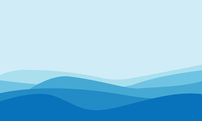 A beautiful vector background of ocean waves in blue gradients captures the essence of the sea, offering a calm and peaceful design element.

