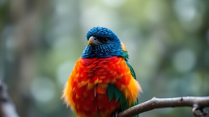 Obraz premium Close up colorful bird on the branch.