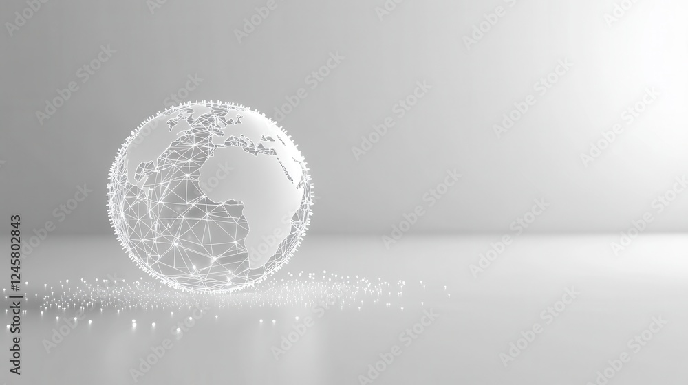 Poster abstract globe with network connections on minimalist background