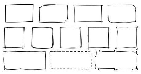 Hand drawn square frames, Doodle line, Simple doodle rectangle frame border shape