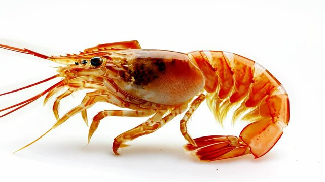 Lively shrimp animation displaying dynamic movements on pristine background