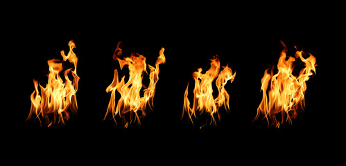 Black background fire, flames with torches and textures with splitting power effect, can grill red, burning with burning smoke and sparks in barbecue grill fire
