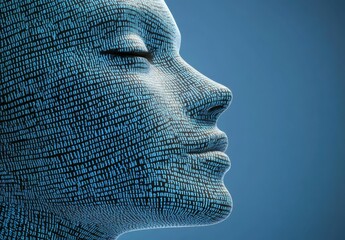 Abstract representation of a human face composed of binary digits, symbolizing technology, artificial intelligence, and digital transformation concepts