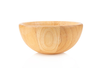 Wooden bowl isolated on white background