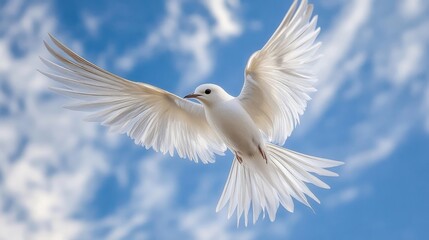 Obraz premium Serene White Dove in Flight: A Symbol of Peace and Hope