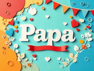 Naklejka premium Modern paper cut style father's day greeting cards set in vibrant colors and intricate designs for holiday promotion social media banner flyer ads, paper cut style, papa, sale