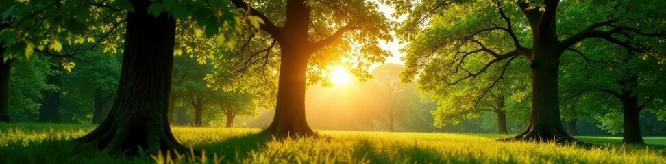 Obraz premium Trees with thick leaves stretching towards the sun, natural, verdant