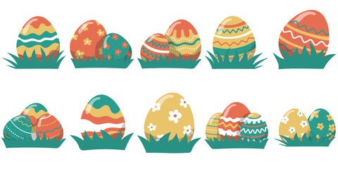 Easter Eggs on Grass Illustration