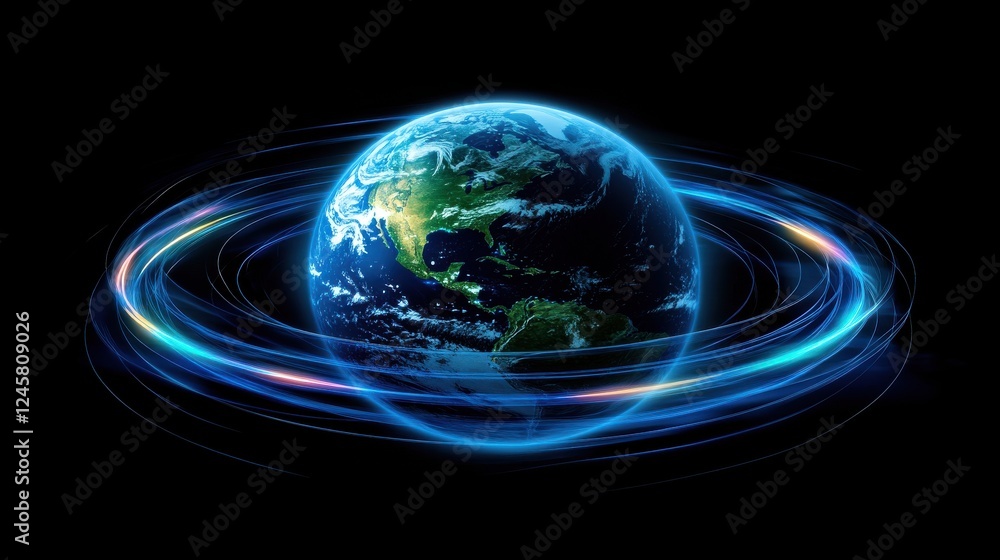 Canvas Prints vibrant earth with dynamic motion and light effects in space