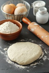 Fototapeta premium Baking dough preparation kitchen food photography cozy environment close-up culinary creativity